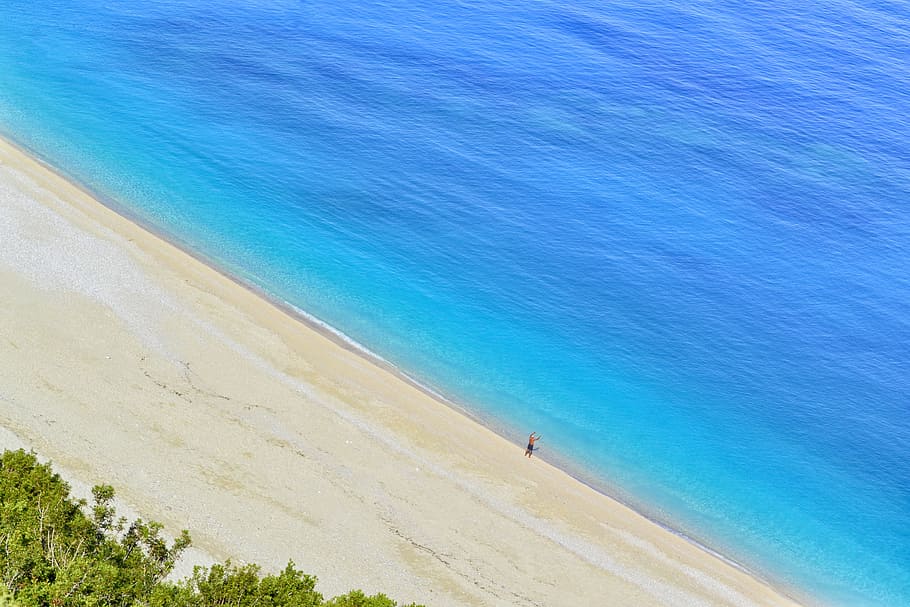 turquoise, beach, blue, myrtos, kefalonia, island, coastline, destination, greece, nature