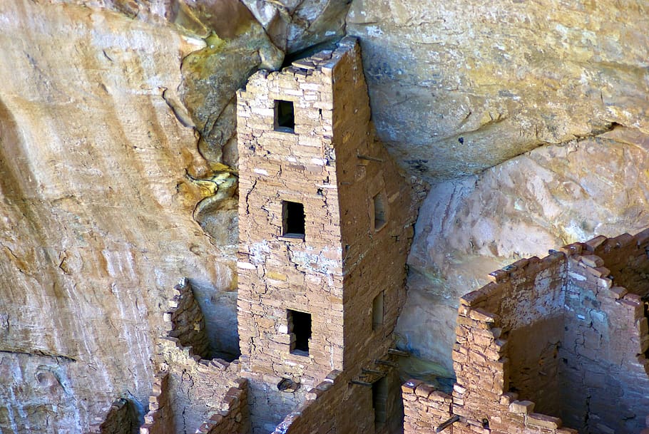 mesa verde square tower, cliff, dwelling, anasazi, mesa, verde, national, park, colorado, ancient