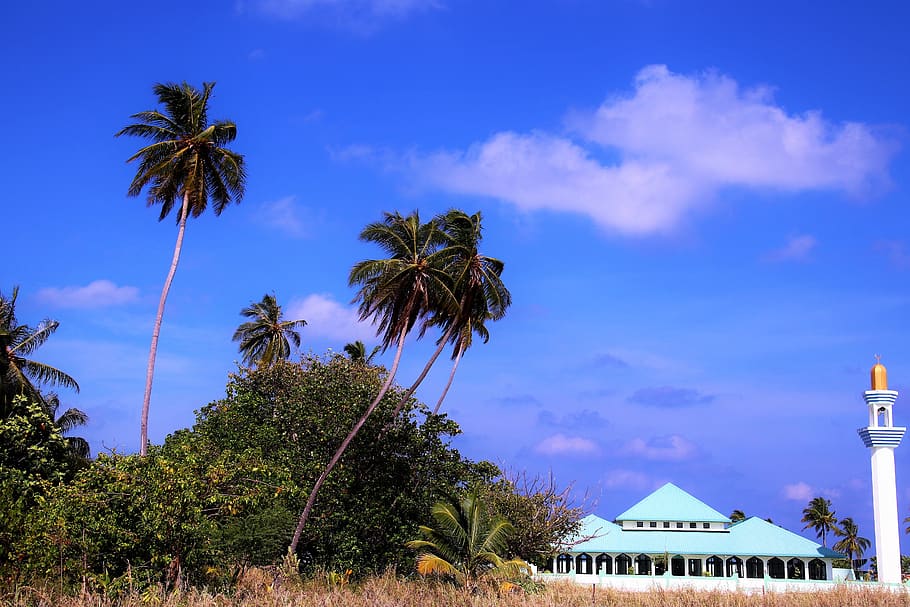 maldives, sky, blue, mosque, faith, travel, paradise, the tropical, beach, tourism