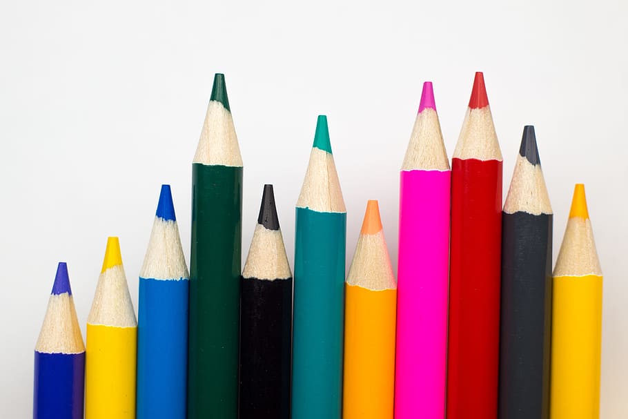 colors, colored pencils, color pencil, histogram, trend, statistics, diagram, art, design, creativity