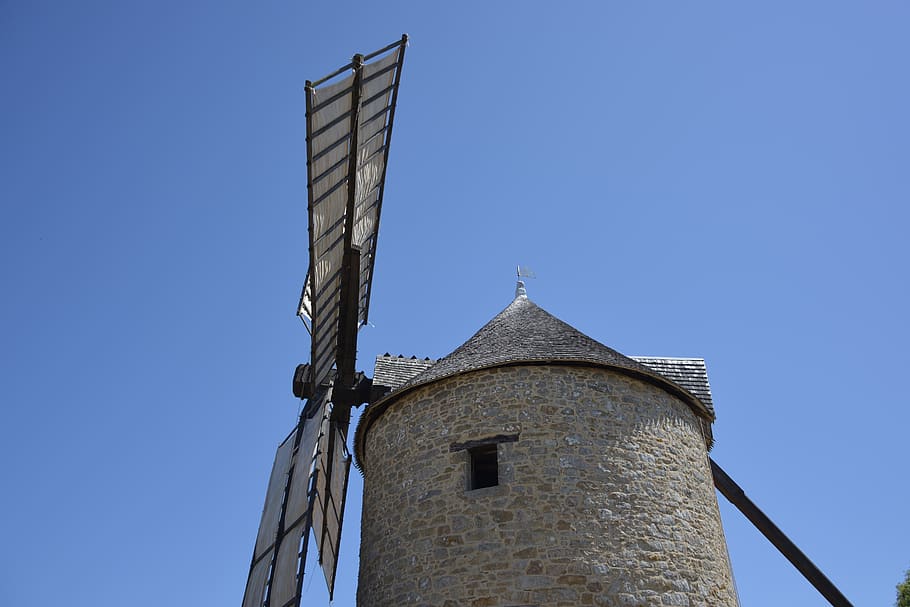 mill, wings of the moulin, mill mont dol, dol de bretagne, bretagne ille et vilaine, wind, architecture mill, blue sky, harvest, flour