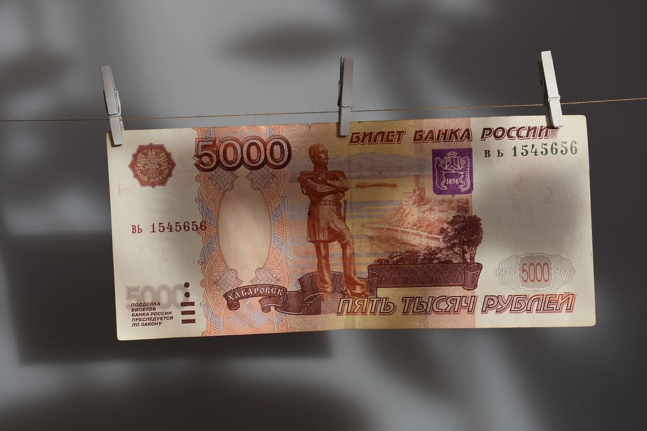 ruble, russian, russia, money, bills, cash, 5000, five thousand, text, western script