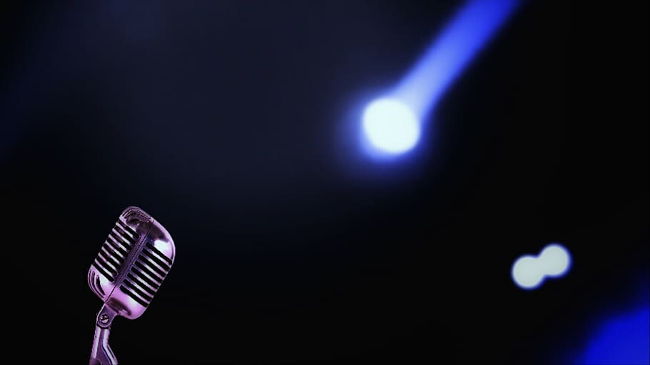microphone, music, illuminated, singer, song, sound, nightlife, pop music, rock music, stage