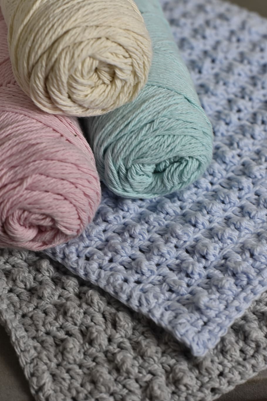 cotton, crochet, washcloth, pastel, textile, wool, indoors, close-up, art and craft, softness