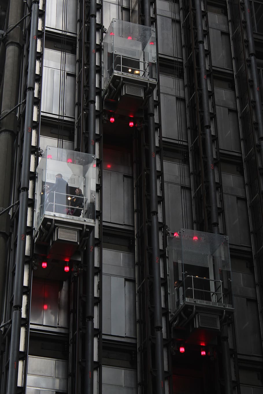 elivators, elevator, london, uk, architecture, built structure, building exterior, building, city, low angle view