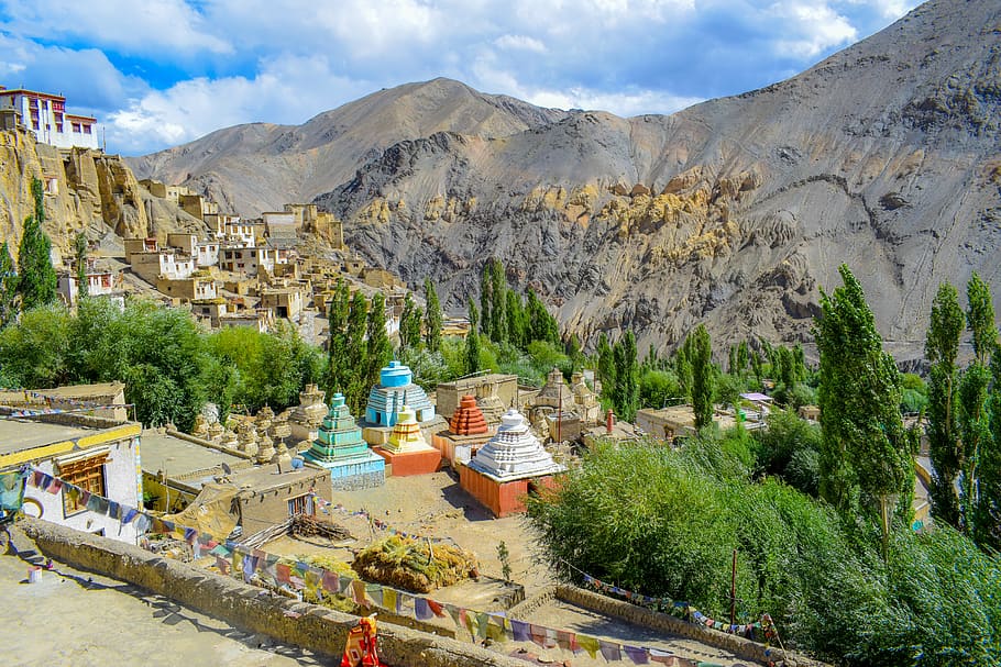 leh, ladakh, mountains, kashmir, india, landscape, travel, nature, himalaya, sky