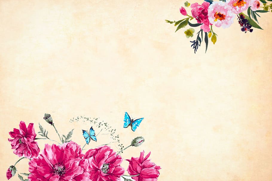 flor, borboletas, fundo, floral, vintage, rosas, buquê, cacho, folha, decoração
