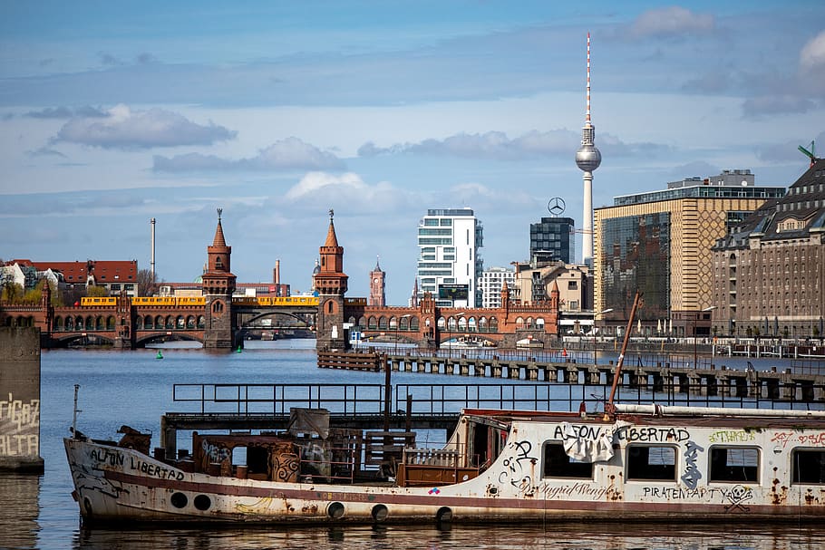 berlin, oberbaumbrücke, foya, jembatan, arsitektur, modal, sungai, jerman, bangunan, perairan