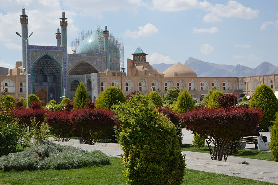 arsitektur, perjalanan, iran, isfahan, ruang, tanaman, struktur yang dibangun, eksterior bangunan, pohon, langit