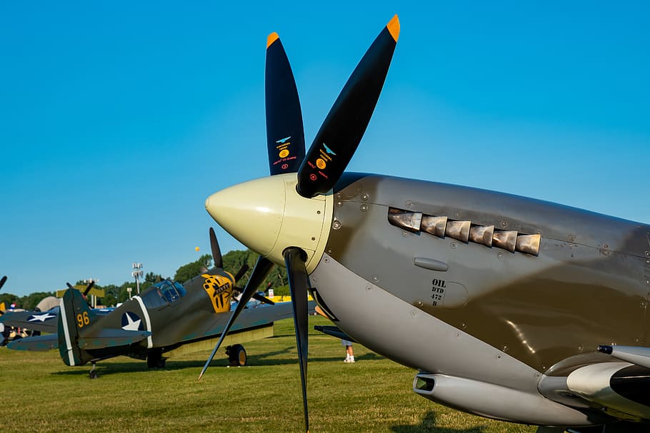 spitfire, fighter, vintage, ww2, military, aircraft, plane, aviation, classic, wings