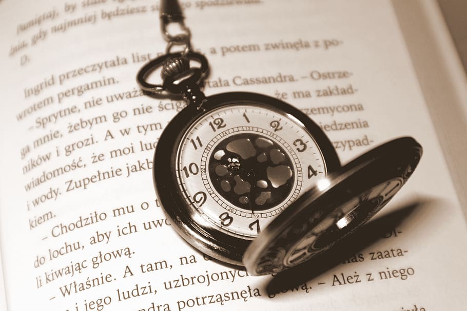 clock, book, time, watch, old, grandpa, past, the old days, monument, paper
