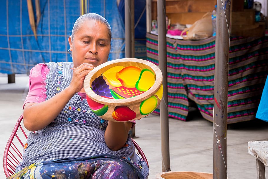 mulheres, artesanato, mexicano, méxico, indígena, uma pessoa, sentado, vista frontal, adulto, pessoas reais