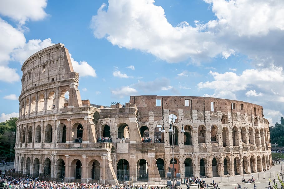 Roma, Itália Coliseu, antiguidade, metrópole, velho, construção, arena, céu, destinos de viagem, arquitetura