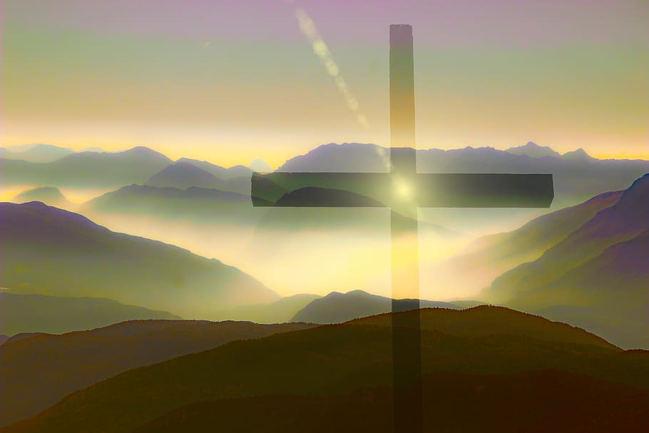 cruz, jesus, cristo, salvação, luz, evangelho, semana santa, paisagens - natureza, montanha, cena tranquila