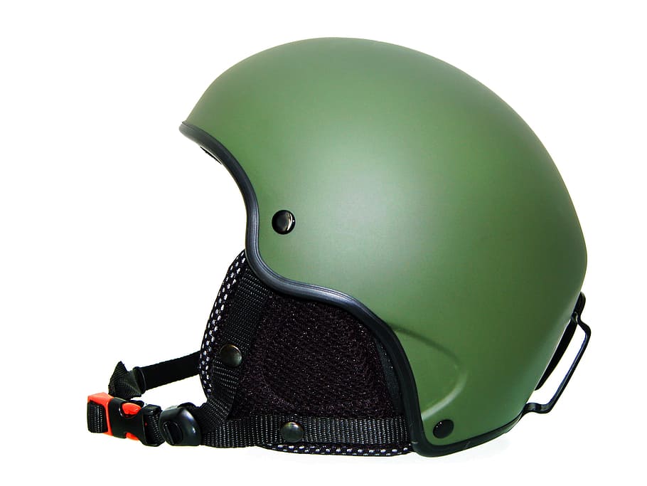 helmet, snowboarding, snowboard, ski, green, closeup, isolated, secure, nobody, headwear