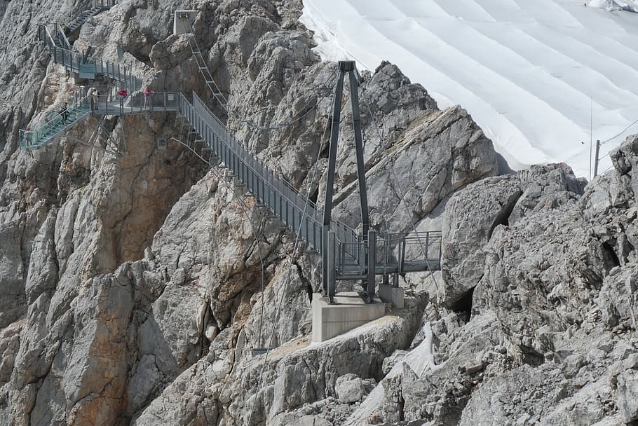 dachstein-hängebrücke, treppe-ins-nichts, mountains, dachstein, austria, alpine, panorama, clouds, top, heaven