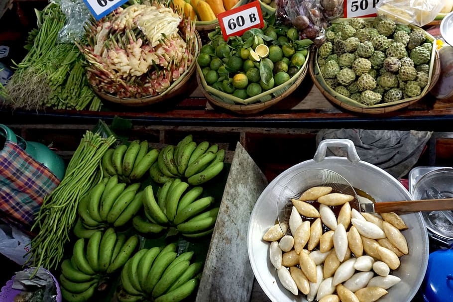 khlong lad mayom, khlong lat mayom, pasar terapung, pasar, bangkok, perahu, buah, sayuran, Thai, Thailand