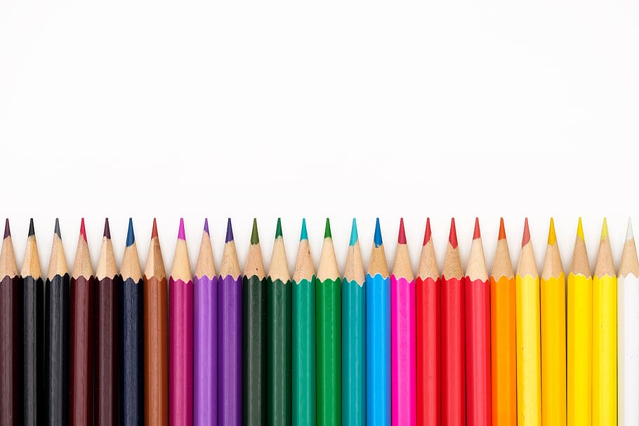 pensil warna, pena, krayon, warna-warni, warna, sekolah, seni, kreatif, menggambar, melukis