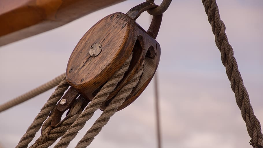 pulley, block, equipment, rigging, sailboat, vessel, ship, nautical, sailing, rope