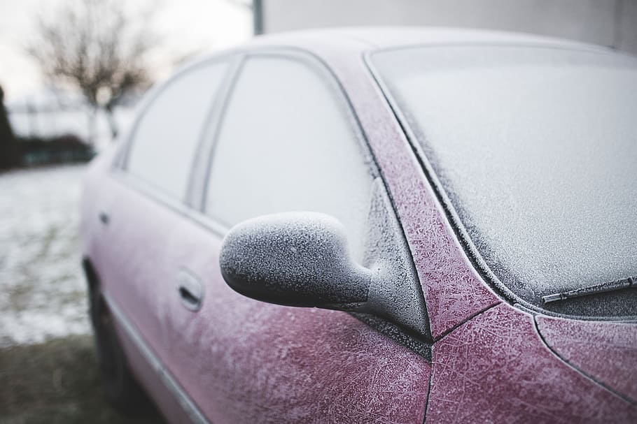frost, red, car, background, winter, cold, ice, motor vehicle, mode of transportation, transportation