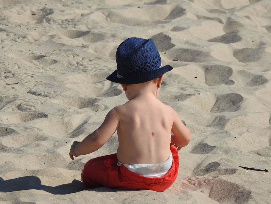 child, baby, beach, sand, a small child, boy, love, happiness, sweet, nice