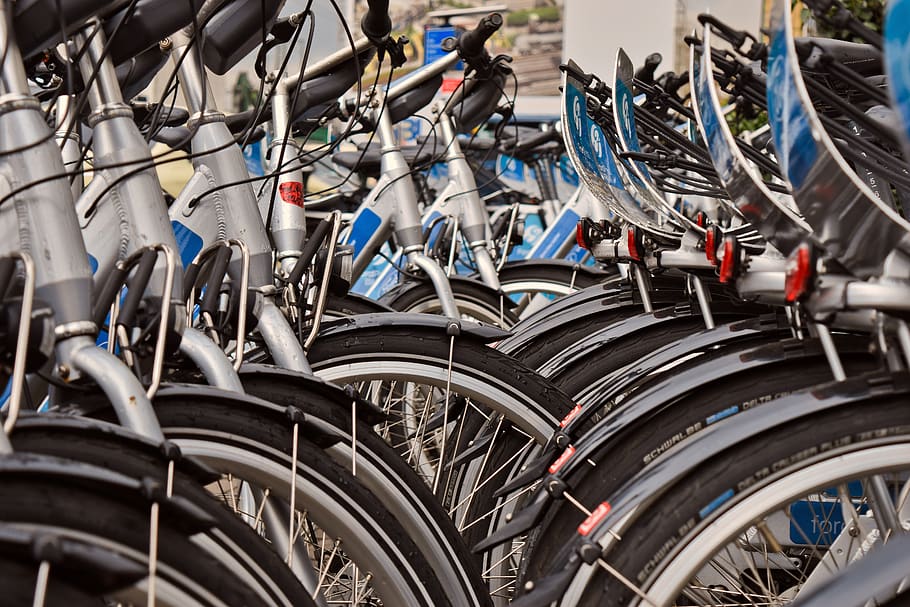 sepeda, roda, bersepeda, pariwisata, waktu luang, seri, alat transportasi, siklus, sewa, sepeda sewaan