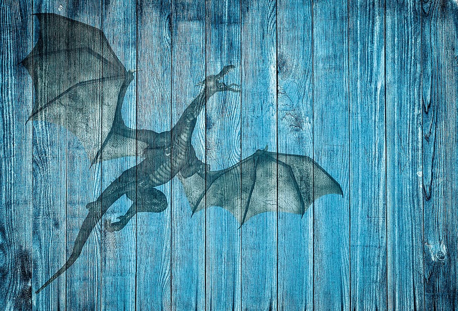 dragón, en madera, azul, fondo, papelería, póster, fantasía, turquesa, texturizado, fondos
