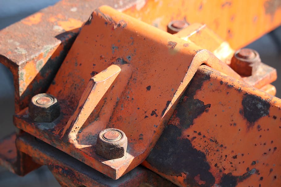 metal, connection, metal profiles, screw, rust, orange, steel, corrosion, rusted, old