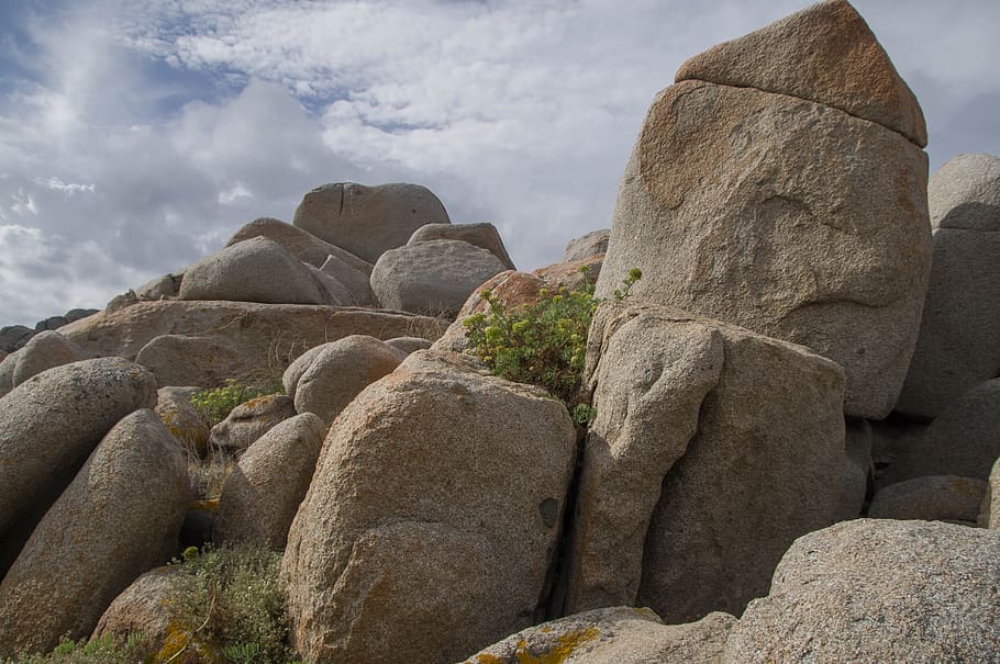 corsican, lavezzi isles, blocks, rocks, granite, rock, solid, rock - object, sky, cloud - sky