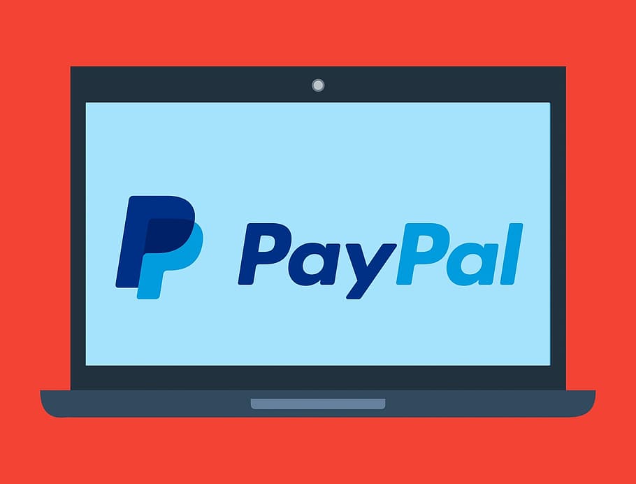 on-line, pagamento, laptop., paypal, logotipo, marca, pagar, dinheiro, comerciais, compras