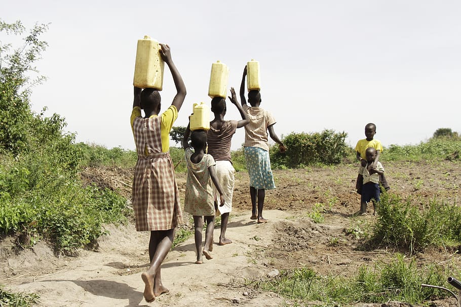 afrika, orang uganda, uganda, anak-anak uganda, anak-anak, pedesaan, desa, pekerjaan rumah, air, kekeringan