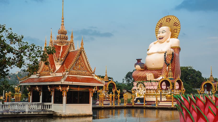 pu-tai, thailand, samui, kuil, budha, agama budha, hotei, altar, patung, asia