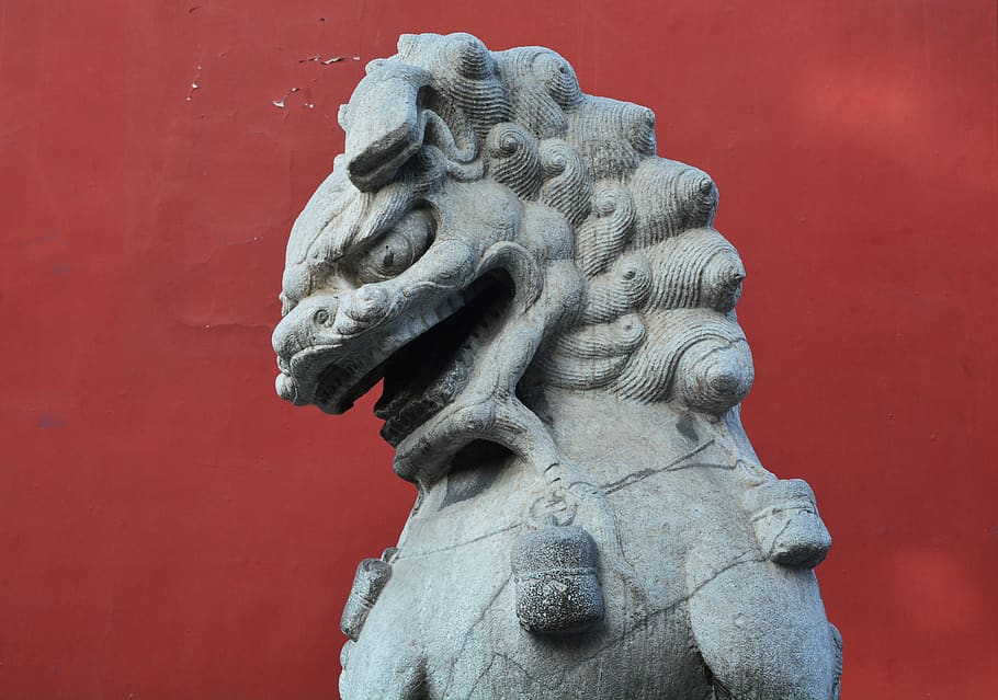 china, lion, red, retro, the national palace museum, sculpture, representation, statue, creativity, art and craft