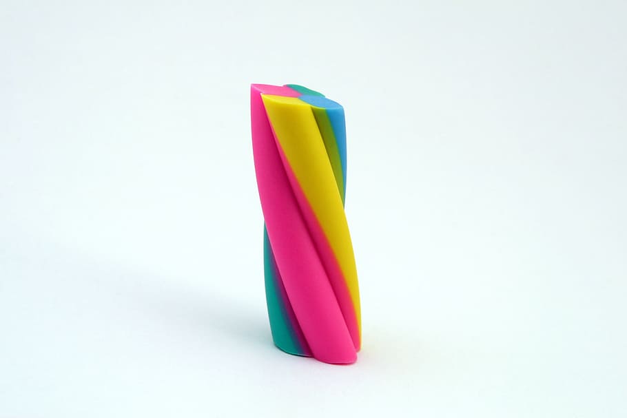 erase, eraser, object, rub, rubber, multi colored, white background, studio shot, indoors, single object
