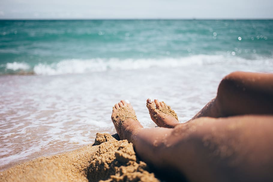 sandy, feet, beach, background, 20-25 year old, Adult, Blue, Holiday, Horizon, Ocean
