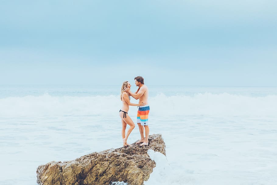 fitness couple, ocean, peopleTravel, beach, fit, fitness, hD Wallpaper, health, healthy, holiday