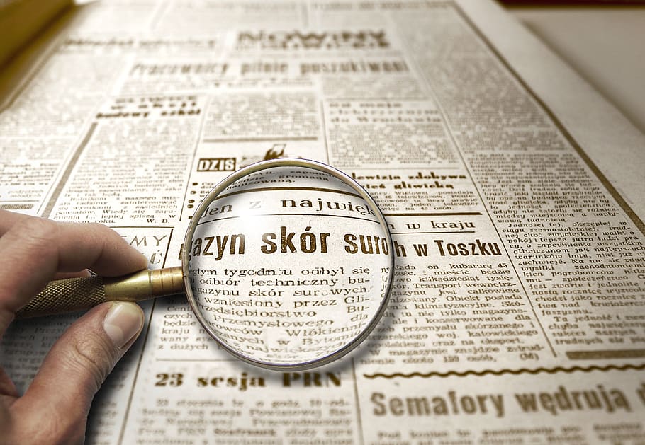 newspaper, magnifying glass, magnifier, news, zoom, increase, read, the word, monitor, press