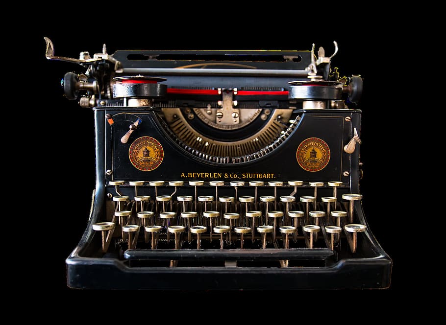 writer, type, old, object, typewriter, office, machine, black background, retro styled, antique
