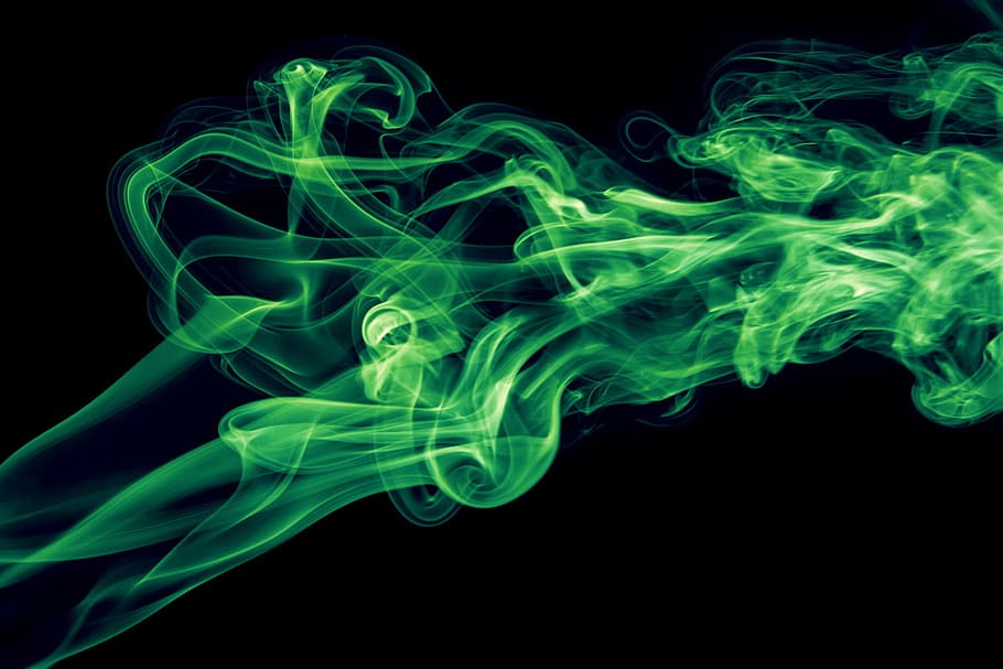 verde, fumaça, abstrato, abstração, vício, ar, aromaterapia, pano de fundo, fundo, beleza