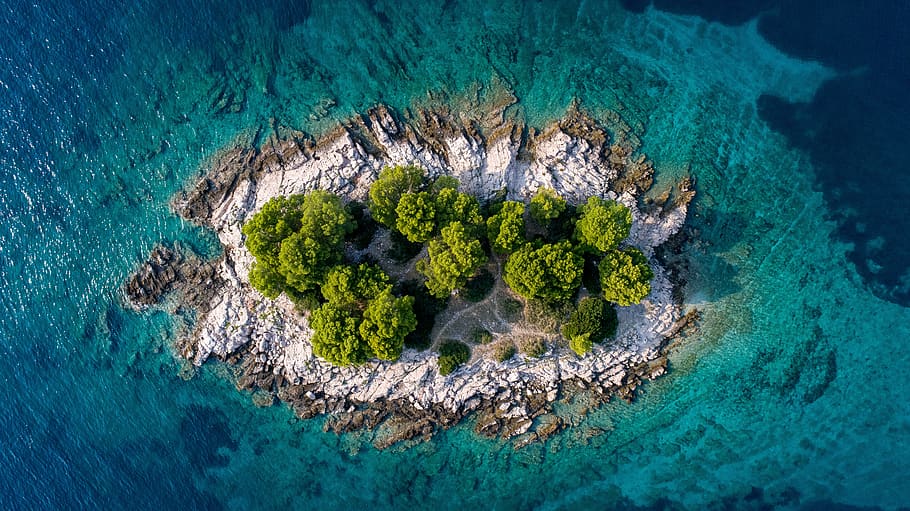 ilha, mar, croácia, verão, férias, turquesa, azul, água, mar adriático, solitário
