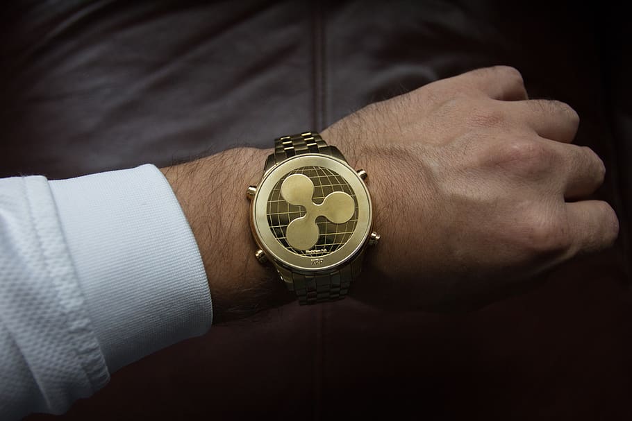 hand, man, cryptocurrency, ripple, watch, wrist, time, fast, speed, money