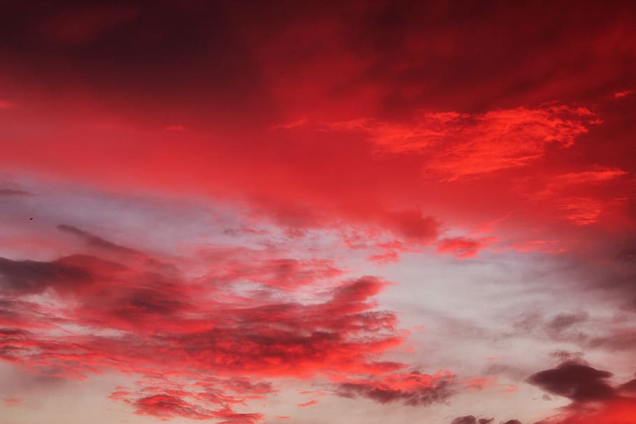 cielo, puesta de sol, anochecer, panorama, rojo, nubes, fondo, resplandor crepuscular, nube - cielo, cielo dramático