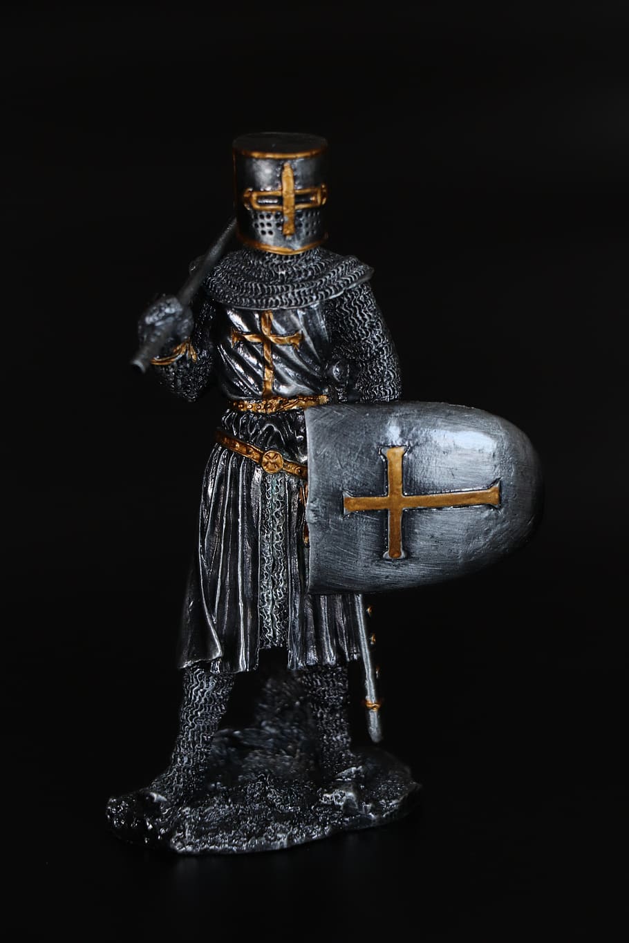 caballero, cruzado, espada, guerrero, medieval, soldado, escudo, protección, histórico, casco