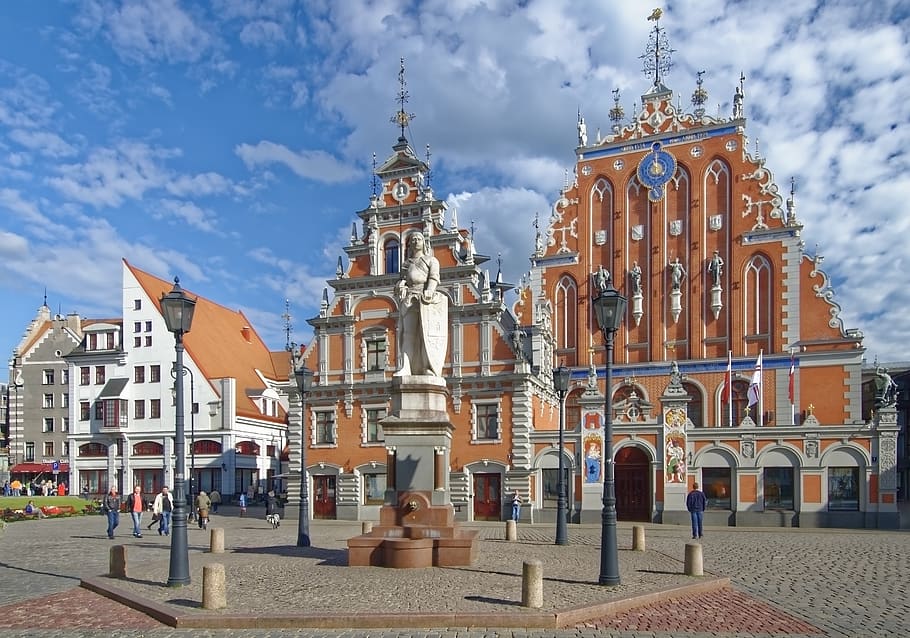 latvia, riga, town hall square, house of the blackheads, historic center, architecture, facades, houses, historically, baltic states