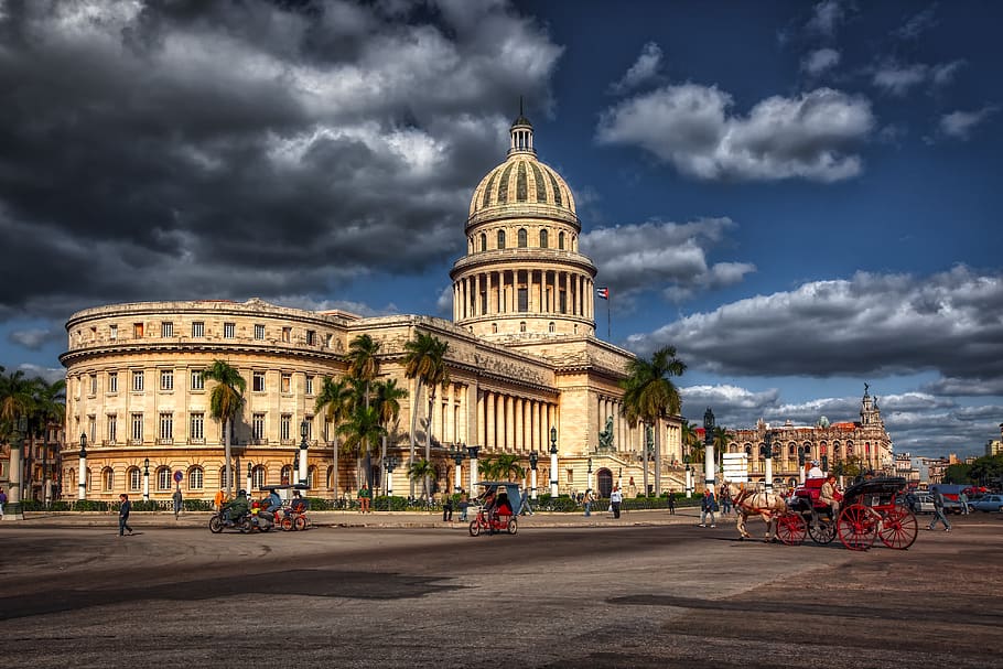 Havana, Kuba, gedung utama, langit, awan-awan, suasana hati, hdr, tengara, bersejarah, pariwisata