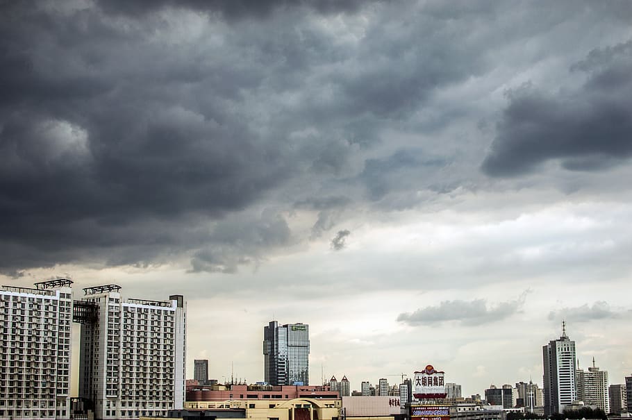 city, china, tianjin, autumn, dark clouds, before rain, cloud top pressure, weather, cloudy day, cloud - sky