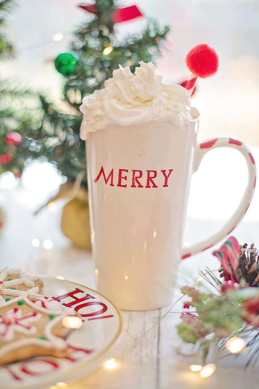 hot chocolate, whipped cream, merry, christmas, cocoa, hot, drink, mug, delicious, treat