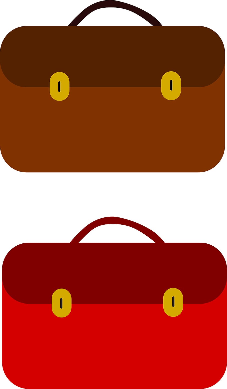 simple, ilustración, maletín, aislado, blanco, fondo., elección, marrón, rojo, esquema de color