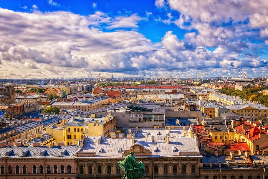 Rusia, San Petersburgo, Leningrado, panorama, ciudad, edificio, arquitectura, paisaje urbano, centro de la ciudad, metrópoli
