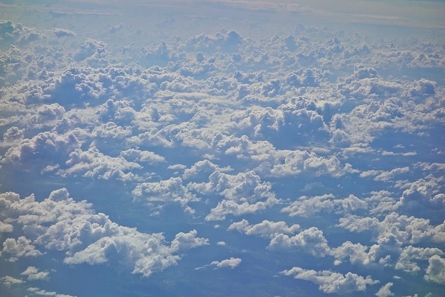 clouds, aerial view, sky, cloudscape, flight, weather, above the clouds, high, altitude, beauty in nature